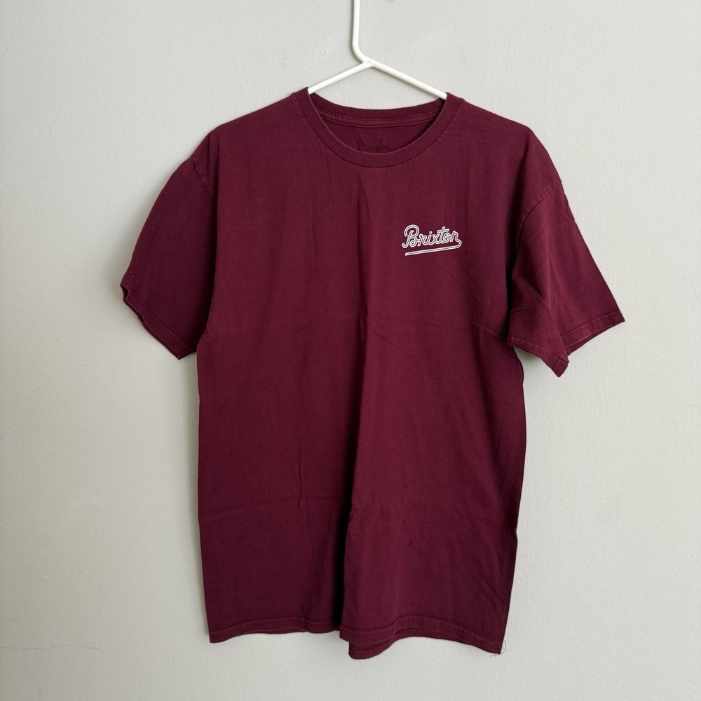 Brixton Shirt Mens Large Red Burgundy Maroon Short Sleeve Crewneck Standard‎ fit